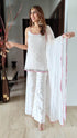 Spaghetti White Sharara Set